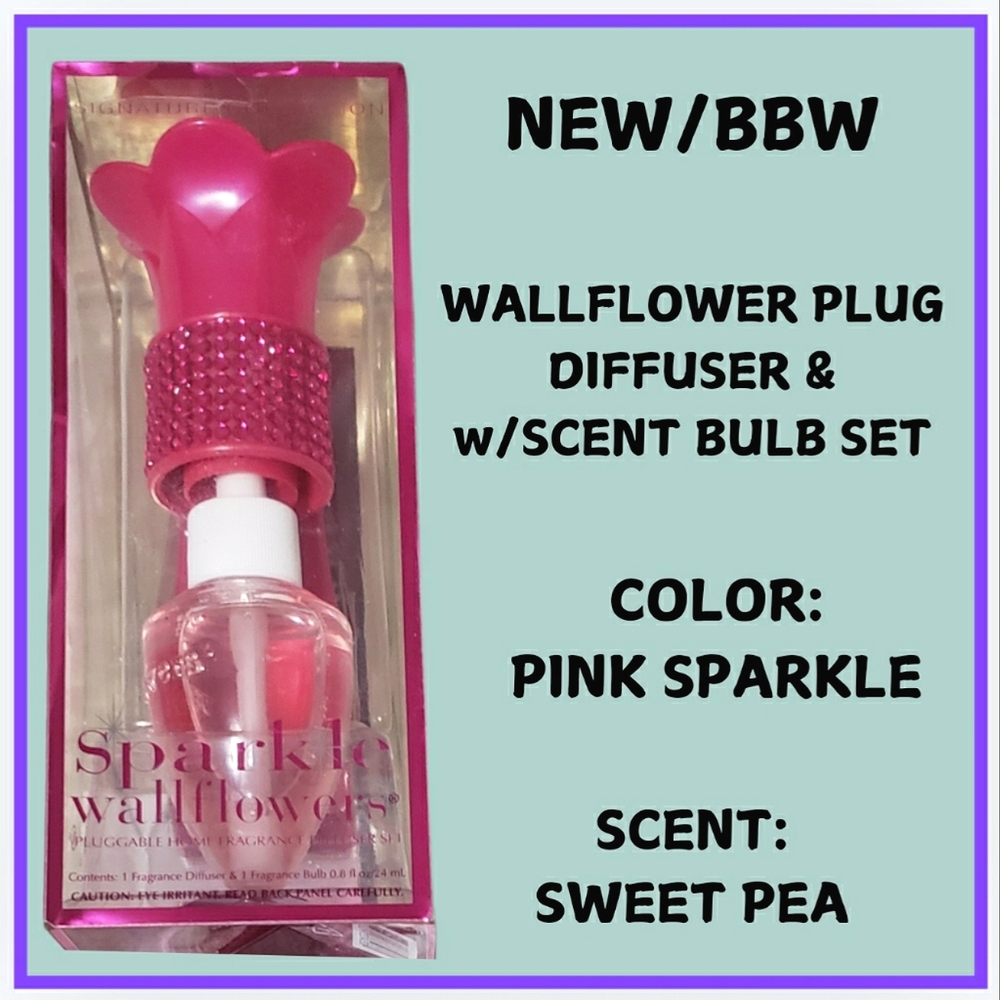 🔥NWT/HTF/BBW/PINK SPARKLE PLUG & SCENT BULB SET